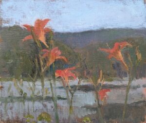 Flowers, by the Pond